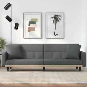 vidaXL Sofá-cama com almofadões tecido cinzento-escuro