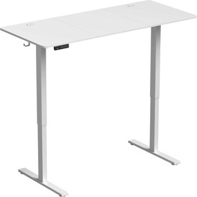 HOMCOM Secretária Elevatória com Memória, Mesa Regulável em Altura com 2 Passa-cabos e Ecrã LED, Branco | Aosom Portugal