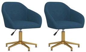 vidaXL Cadeiras de jantar giratórias 2 pcs veludo azul