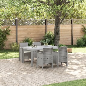 vidaXL Conjunto de Jantar de Jardim de 5 Peças com Almofadas Cinza Claro Polirattan