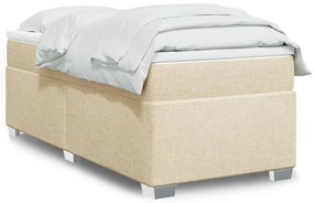 vidaXL Cama com molas/colchão 90x190 cm tecido cor creme