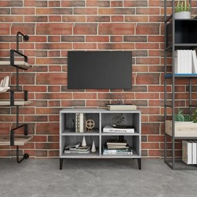 Móvel de TV com pernas de metal 69,5x30x50 cm cinzento sonoma