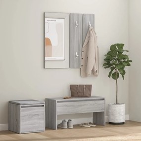 vidaXL Conjunto móveis de corredor derivados de madeira sonoma cinza