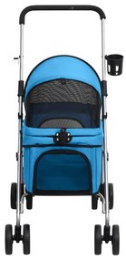 Carrinho dobrável para cães 76x50x100 cm tecido oxford azul