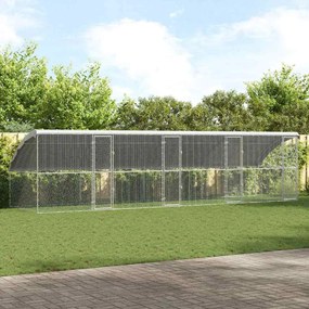 vidaXL Gaiola para galinhas 4 pcs Prateado 800 x 200 x 198,5 cm