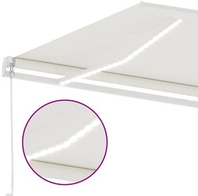 Toldo retrátil manual com LED 400x300 cm cor creme