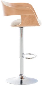 Banco de bar Kingston em tecido e com estrutura cromada 50 x 88-102 x 48 cm Creme + Cor Natural