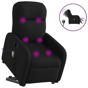 vidaXL Poltrona elétrica elevatória massagens tecido preto