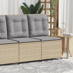vidaXL Sofá de jardim reclinável com almofadões vime PE bege
