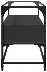 Móvel de TV c/ tampo vidro 80x35x51 cm derivados madeira preto