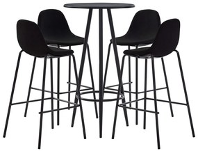 vidaXL 5 pcs conjunto de bar tecido preto