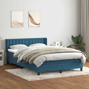 vidaXL Cama com molas/colchão 160x220 cm veludo azul-escuro
