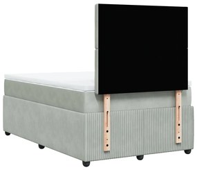 Cama boxspring c/ colchão 120x200 cm veludo cinzento-claro