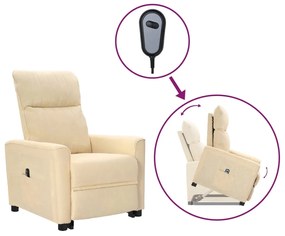 vidaXL Poltrona elevatória tecido cor creme