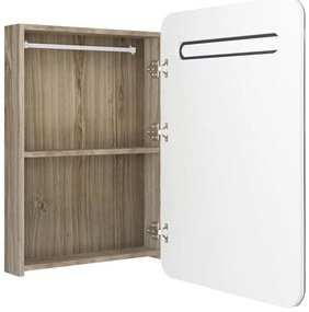 Armário espelhado casa de banho LED 60x11x80 cm branco/carvalho