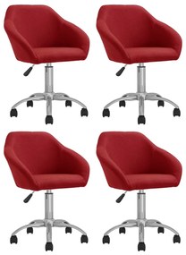 vidaXL Cadeiras de jantar giratórias 4 pcs tecido vermelho tinto