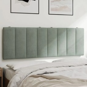 Almofadão de cabeceira 140 cm veludo cinzento-claro