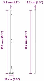Posts de cerca com 26 placas de base, Ø32mm e 78,5cm de aço galvanizad
