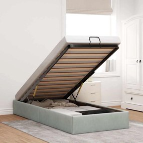 Otomano Bed Frame No Colchão Cinzento Claro 90x190 cm Veludo