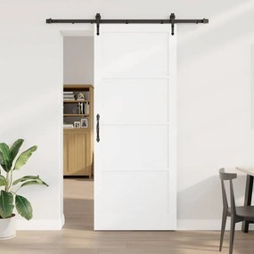 Porta Deslizante vidaXL com Conjunto de Acessórios Branca 93x232 cm Madeira Sólida de Pinheiro
