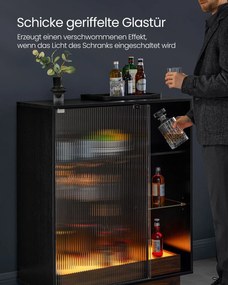 Garrafeira para vinhos com iluminação e porta de vidro canelado 42 x 88 x 105 cm Preto 