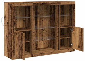Buffet com Luzes LED Madeira Velha 142.5x37x100 cm Madeira de Engenhar
