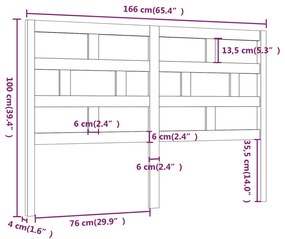 Cabeceira de cama 166x4x100 cm pinho maciço branco