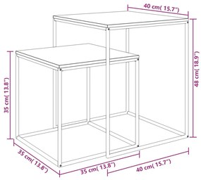 Conjunto de mesas de centro 2 pcs derivados de madeira e metal