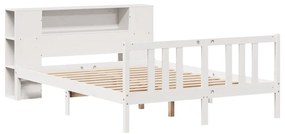 Cama com estante sem colchão 150x200 cm pinho maciço branco