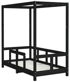 Estrutura de cama infantil 70x140 cm pinho maciço preto
