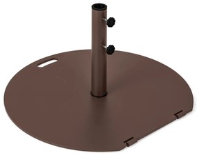 Base metálica redonda para guarda-sol de jardim 23kg com 2 botões de aperto Rodas e pega Castanho