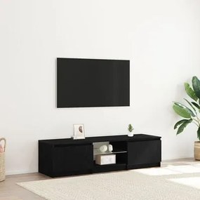 Gabinete de TV vidaXL com Luzes LED em Madeira de Carvalho Preto 140x4