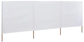 Para-vento com 3 painéis em tecido 400x160 cm cor areia branco