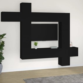 vidaXL Conjunto móveis de TV 9 pcs madeira processada preto