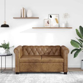 vidaXL Sofá Chesterfield 2 lugares couro artificial castanho