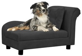 vidaXL Sofá para cães com almofada 83x44x44 cm pelúcia preto