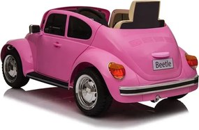 Carro elétrico para crianças volkswagen Carocha Classico 12V com pneus de borracha Rosa