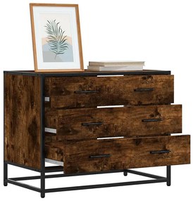 Cómoda de 3 Gavetas - 70x41x56 cm - Derivados Madeira Carvalho Fumado