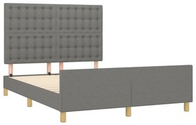 Estrutura de cama sem colchão 140x200 cm tecido cinzento-escuro