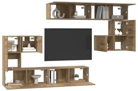 Conjunto de móvel de TV 8 pcs Carvalho Artesanal