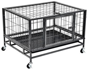 vidaXL Jaula para cães resistente com rodas aço 82x66x56 cm