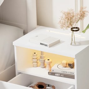 Mesa de cabeceira Jamie com Luz Led 55x40x28 cm branca