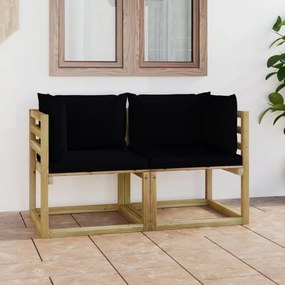 vidaXL Sofás de canto p/ jardim c/ almofadões 2pcs pinho impreg. verde