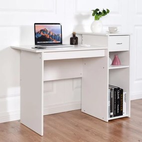 Secretária de computador com Gaveta e estante 108 x 50 x 82 cm Branco