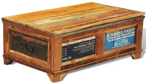 Mesa de centro vintage com armazenamento, madeira reciclada