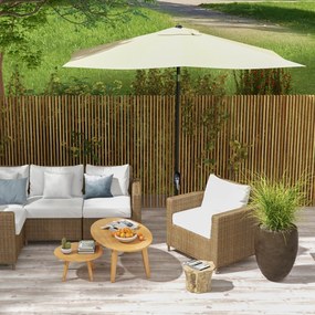 Guarda-sol retangular inclinável de 2 x 3 m com manivela, lona de poliéster impermeável de alta densidade (180 g/m²), cor creme