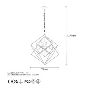 Chandelier Till – Preto Antigo – 62 x 62 x 125 cm