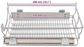 Cestos de arame extraíveis 2 pcs 500 mm prateado