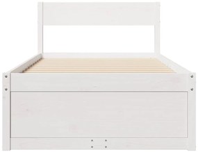 Cama sem colchão 90x200 cm madeira de pinho maciça branco