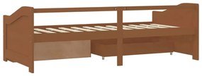 Sofá-cama 3 lugares c/ gavetas 90x200 cm pinho castanho-mel